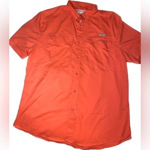 Ocean Coast Mens Vented Shirt Size Med Coral Fishing Moisture Wick Button up